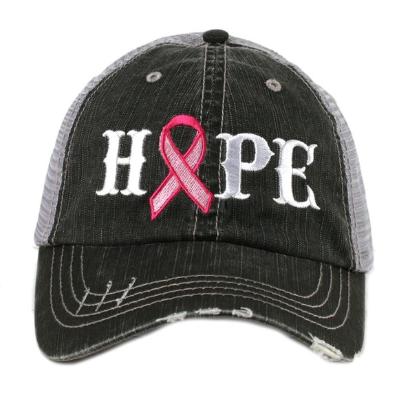 "Hope" Breast Cancer Pink Ribbon Embroidered Cap - Picture 4 of 7